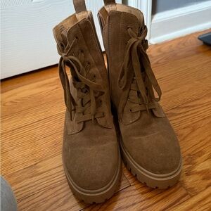 Brown Suede Lace-Up Women's Boots